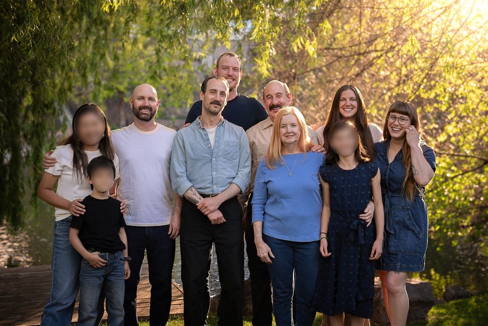 A family together at golden hour