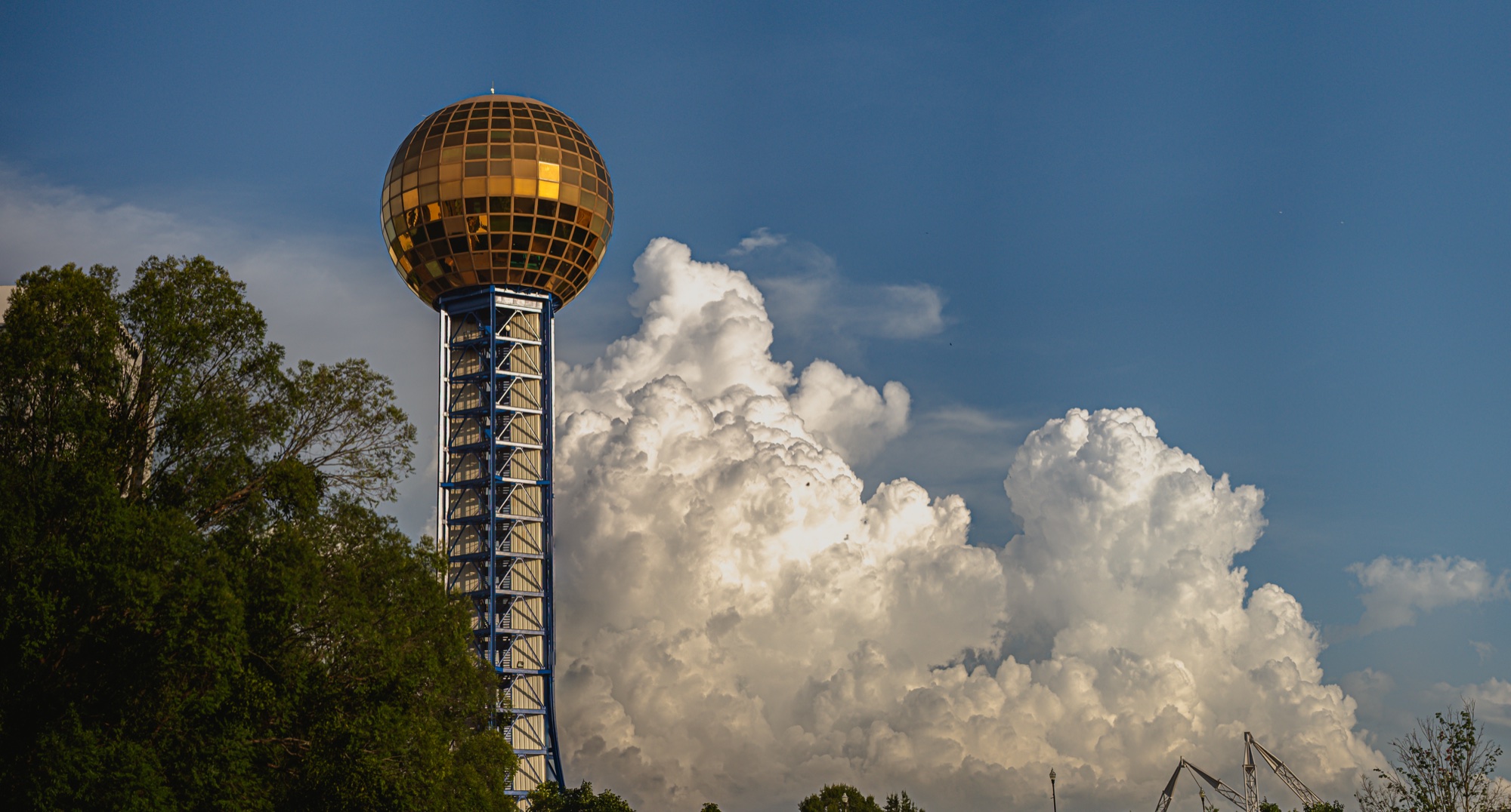The Sunsphere under cumulus cloud, Knoxville