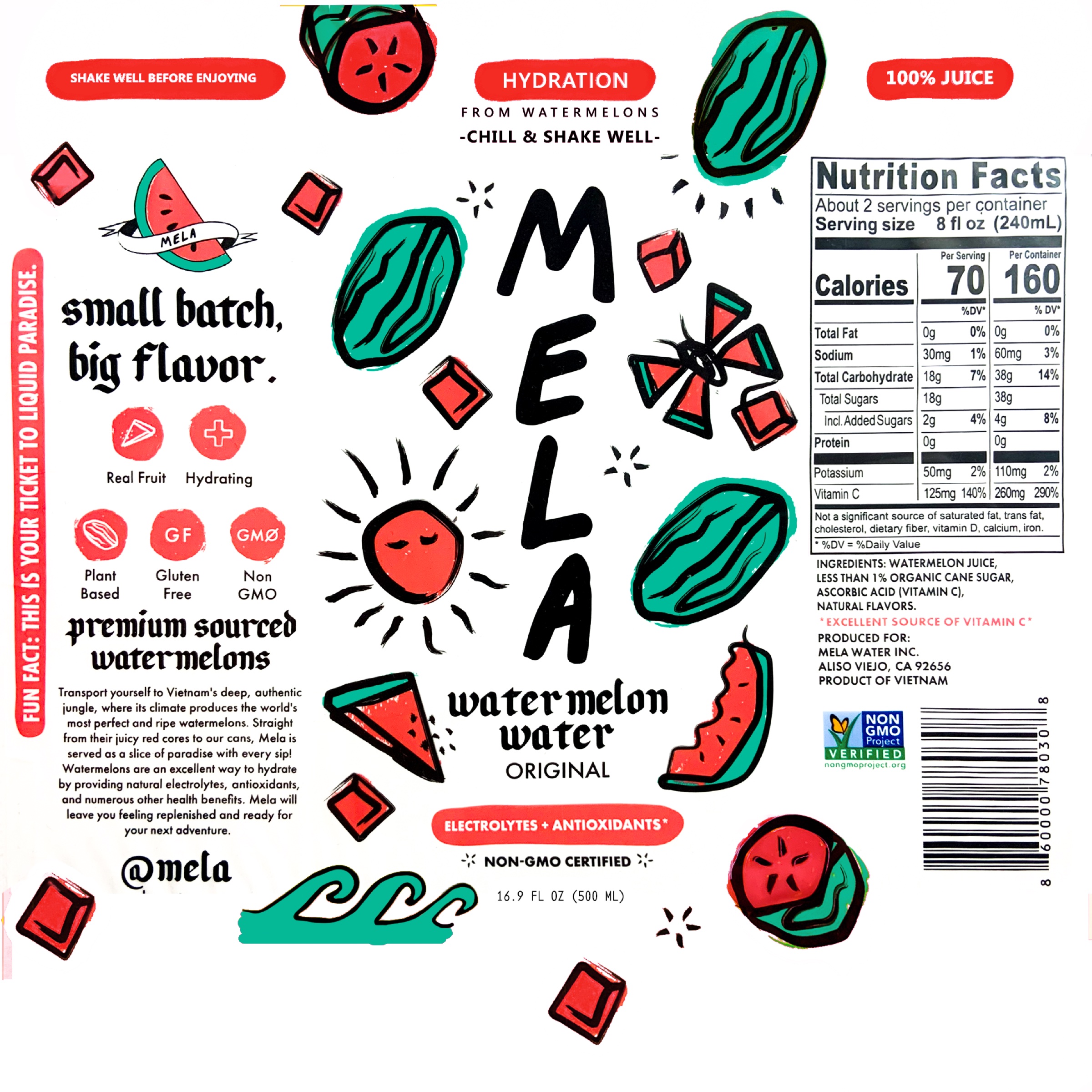 Mela label straightened