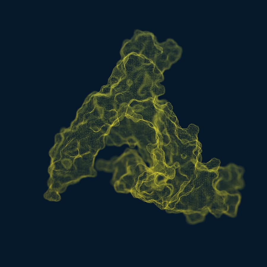 A wireframe-style render of the molecule in Blender.